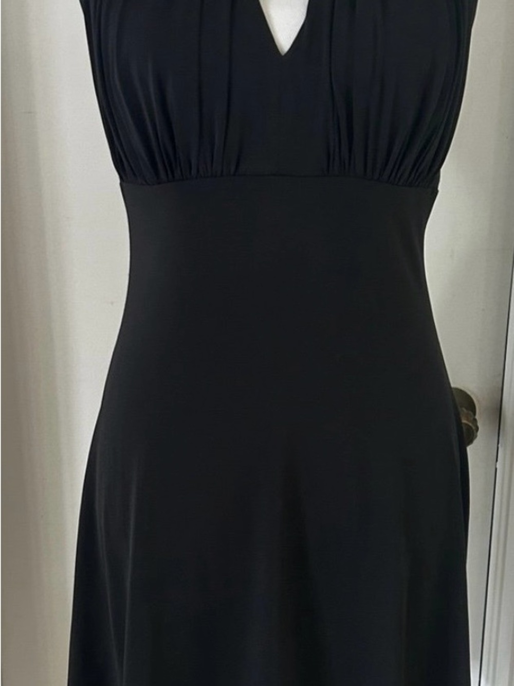 WHBM White House Black Market Women's Black Halter Keyhole A-Line Knee Dress 12